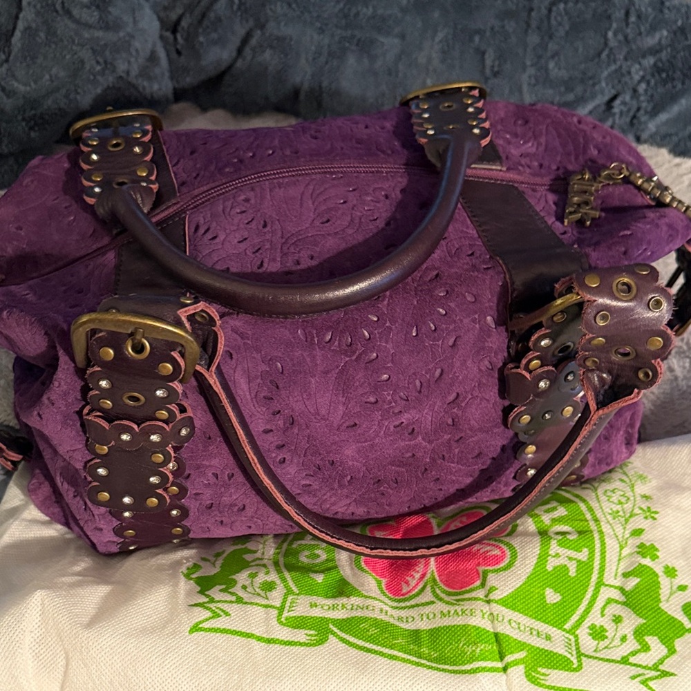 Chic Purple Embossed Satchel